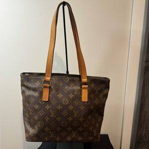 LOUIS VUITTON Cabas Piano Shoulder Bag Monogram Leather Brown